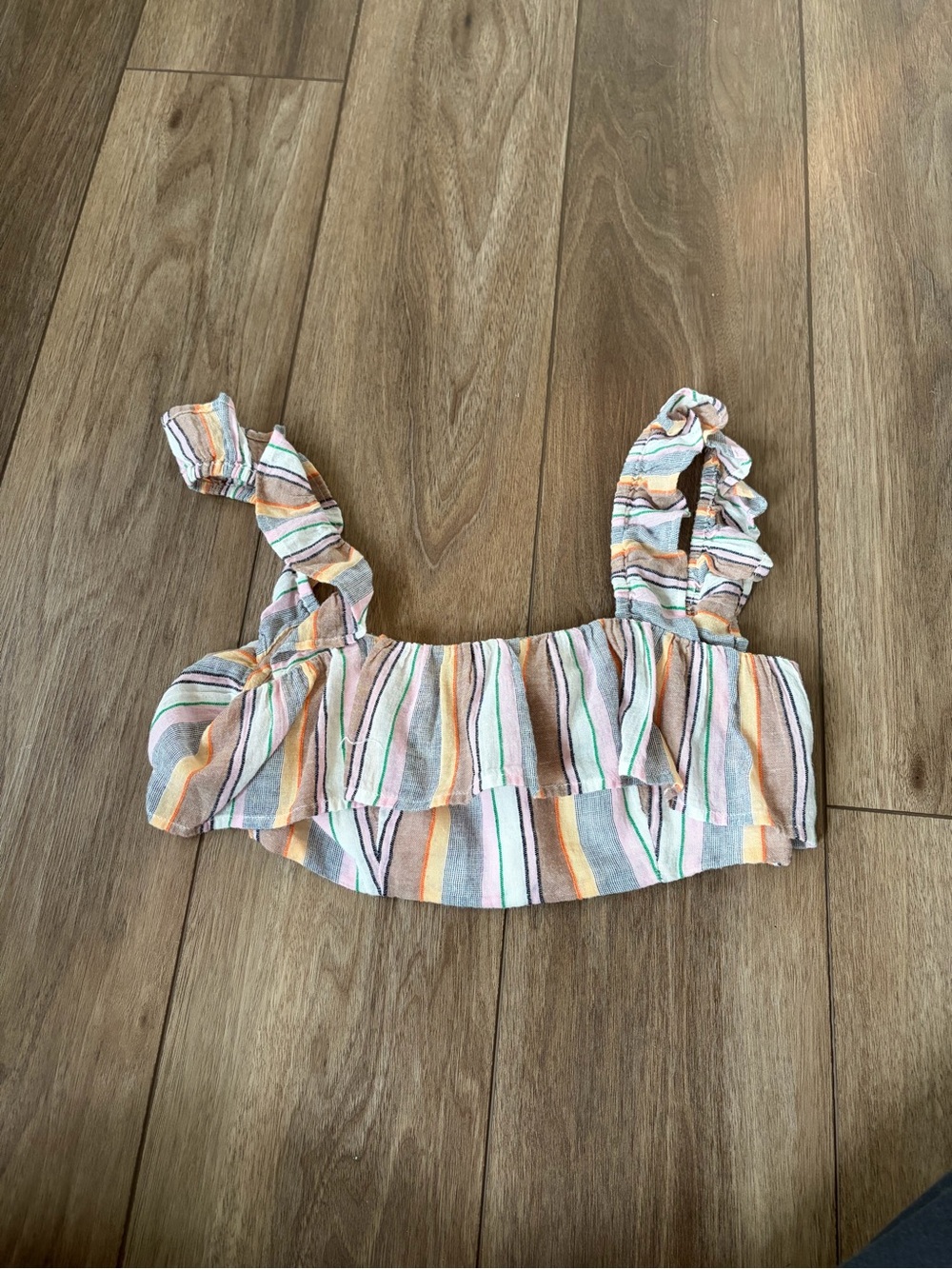 Multicolor striped ruffle top